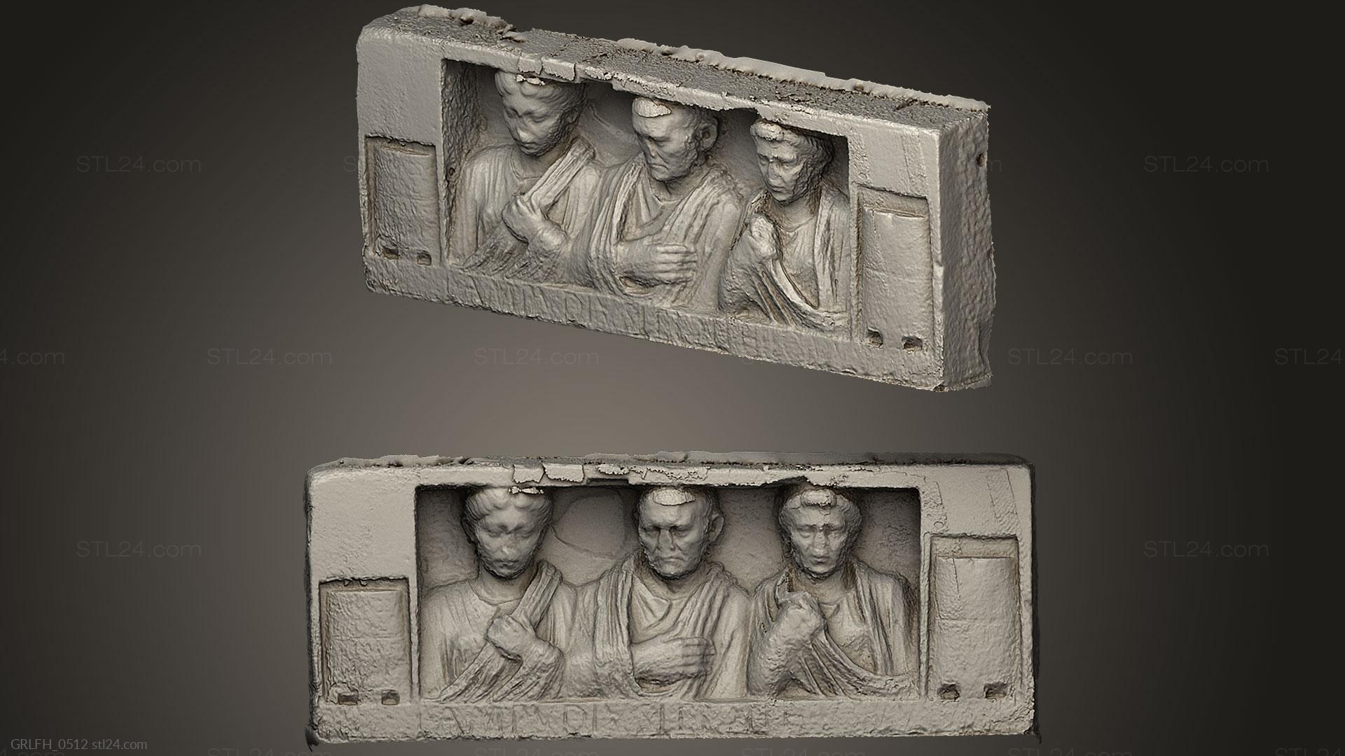 Горельефы и барельефы исторические и религиозные (Каменный погребальный рельеф, GRLFH_0512) 3D модель для ЧПУ станка